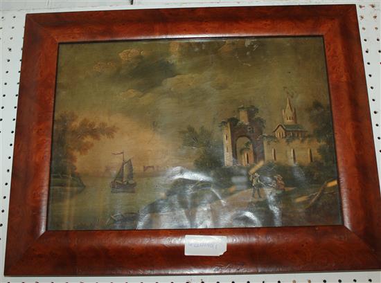 Pair maple framed oils